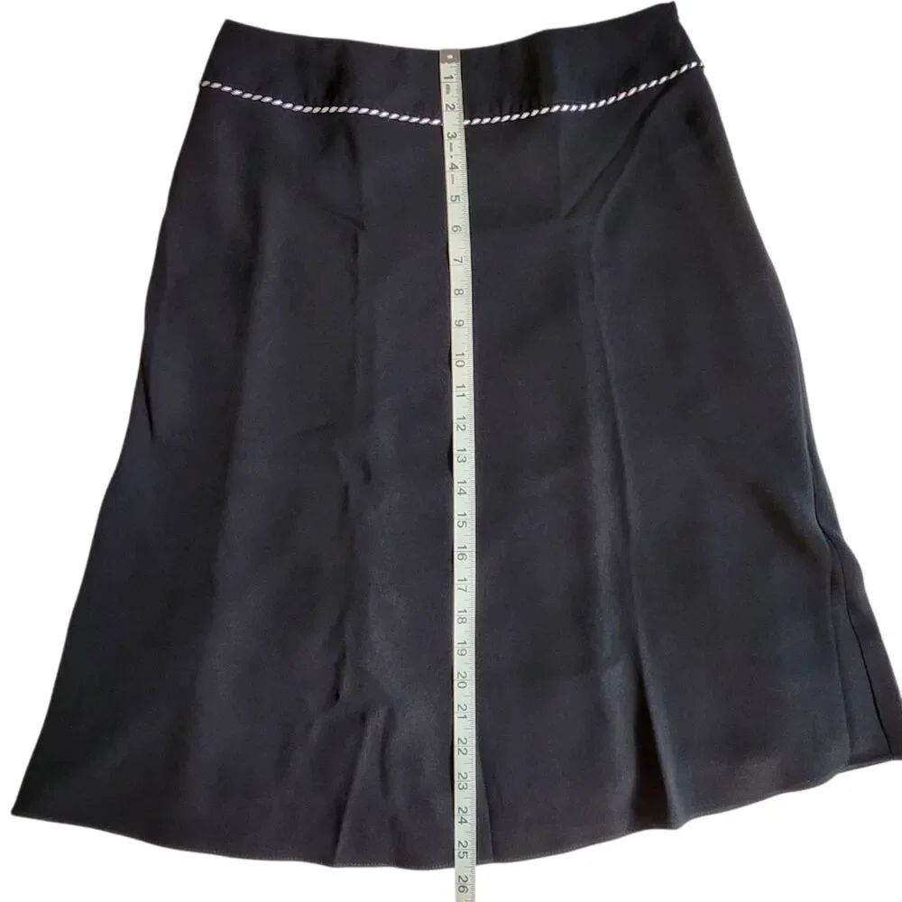 Michele Black with Purple and White Trim A-Line Skirt Sz 8 - Picture 10 of 11